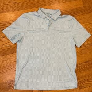 Kenneth Cole Golf Polo Shirt Men XXL Blue Geometric Print Moisture Wicking NWOT